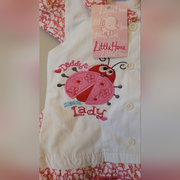 Little home baby girl 6-9 mos cotton skirt suit - daddy's little ladybug - Picture 5 of 8